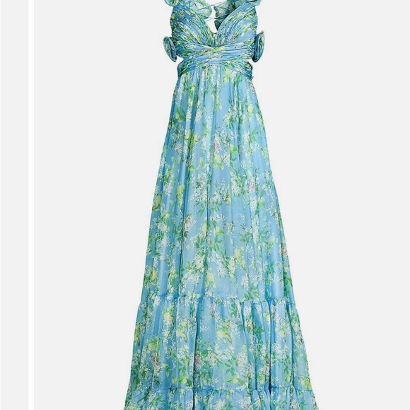 Mac Duggal Ruffled tiered floral chiffon gown. Used once only. Like new - Picture 2 of 3